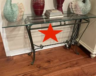 Red Star Pre-Sale Item - Glass/metal sofa table - 48' W 16"D 26"H - $225 plus tax