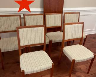 Set of 6 Dinning room chairs with table and 2 leaves         $2450 plus sales tax  18"h 16"d 17.5w 34" to top of chair back        