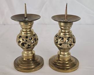 Pair of Brass Decorative Candle Holders
