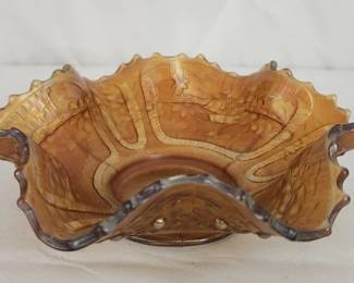 Antique Carnival Glass Ruffled Bowl
