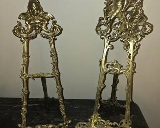 Pair of Gold Heavy Metal Miniature Easels
