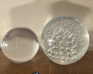 Lot of 2 heavy glass paper weights

