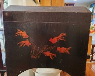 Handmade Black Lacquer Goldfish Box
