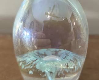 Egg shaped clear glass paper weight
