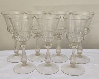 Set of 7 Antique Blown Venetian glass Stems
