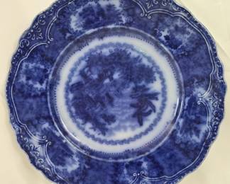 Antique Wharf Pottery England Flow Blue Plate
