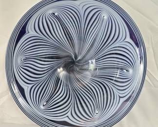 Blown glass Cobalt Blue Swirl Platter

