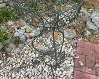 Green metal plant stand
