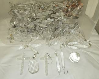 Clear Tote of Misc Crystal Prisms
