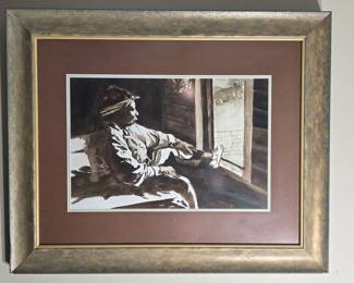 Signed framed print of a lady
