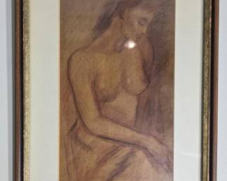 Framed drawing of a lady
