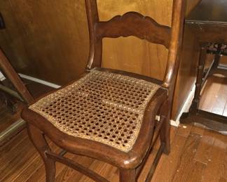 Vintage Wooden Chair with Wicker Bottom
