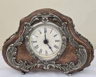 India Made Wood & Silverplated Decorative Clock
