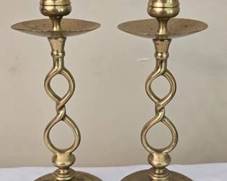 Pair of Swirl Brass Candle Stick Holders
