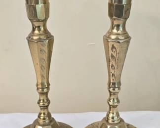 Pair of Decorative Brass Candle Stick Holders
