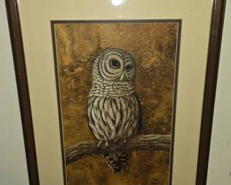 Framed Carolyn Mitchell Print of an Owl
