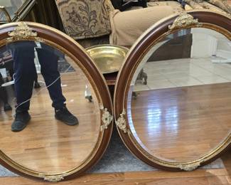 Pair Large of wood framed beveled edge mirrors
