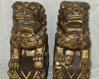 Pair of Wooden Foo Dogs
