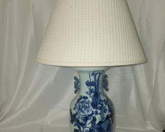 Antique porcelain vase turned into a lamp
