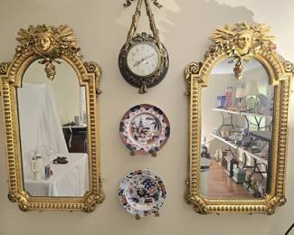 Pair of Gold Gilded Framed Mirrors ONLY
