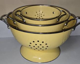 Vintage 3 pc Yellow Nesting Strainers
