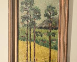 Framed painting on board
