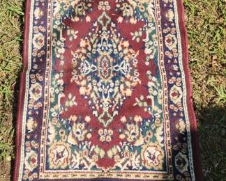 
Gorgeous antique blue and red entry rug
