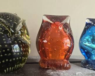Lot of 3 glass owls
