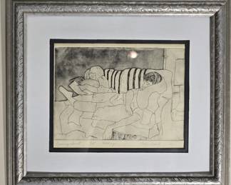 Signed 3/15 Mary Dainty "Evening Spent" etching
