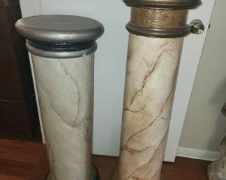 Two large wooden pedestals
