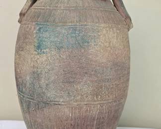 Large Heavy Handmade Pottery Handled Vase

