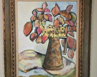 Original Jack Wagnon Floral Painting on Board
