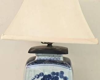 Blue & White Ceramic Lamp with Shade
