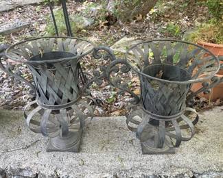 Pair of decorative metal planters
