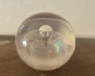 Signed glass drop paper weight
