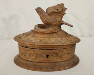 Antique Carved Wooden Trinket Box
