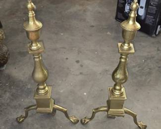 Pair of Vintage Brass Fire Dogs
