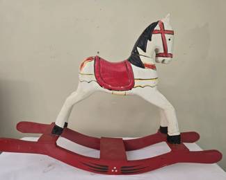 Vintage Wooden Rocking Horse Toy
