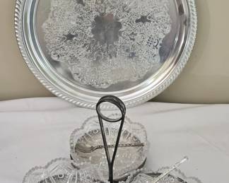 Vintage Crystal & Silverplated Serving Dishes
