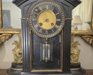 Heavy marble and brass Hamilton Edinburgh clock
