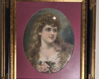 Framed gold gilded Victorian Lady Print

