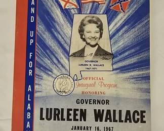 SIGNED Governor Lurleen Wallace Inaugural Program
