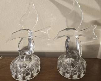 Pair of glass bird figurines
