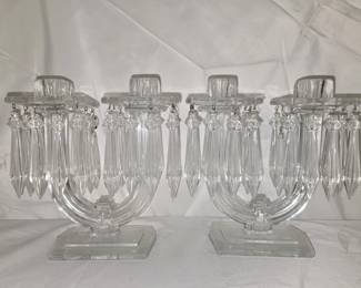 Pair of Crystal Candle Stick Holders with Prisms
