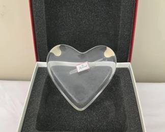 Baccarat Crystal Heart Paperweight in Box
