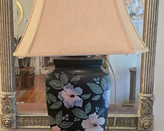 Decorative Floral Ceramic Lamp with Shade

