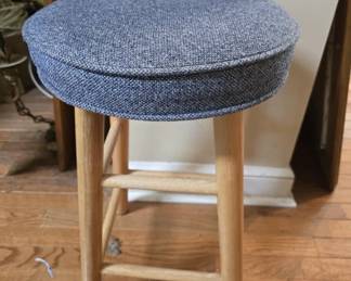 Wooden Base Round Upholstered Seat Stool
