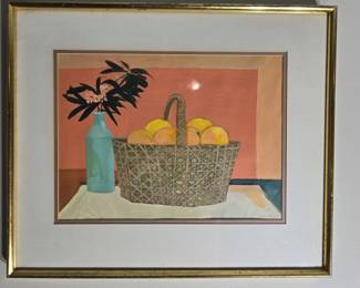 Clark Walker Unsigned Fruit Basket Painting
