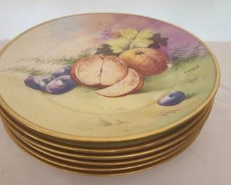 6 Limoges SCD France decorative fruit plates
