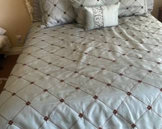 Queen bed with headboard and bedding inc mattress